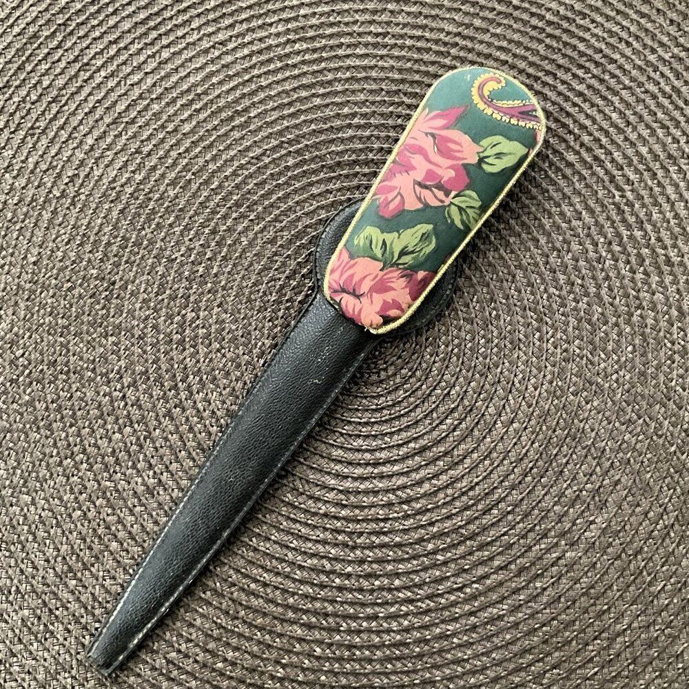 Rare Vintage Floral Letter Opener with Sheath - Decorative Desk Accessory